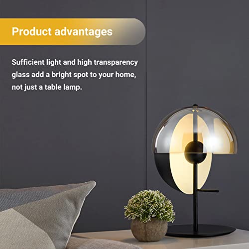 Puresilks Post-Modern Black Table Lamp,Small Side Desk Lamp With Brown Glass Shade, Farmhouse Table Lamp For Bedroom, Living Room,Hotel,Office, Dorm And Study Room（Gu5.3） #TOP6