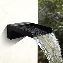 PONDO 304 Stainless Steel Made Exquisite Handcrafted Waterfall Spout for Landscape, Water Fountain Spout Scupper Luxury Decoration for Pools, Ponds, Water Walls Black Powder Coating