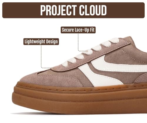 Image of Project Cloud Platform Sneakers for Women Footwear - Memory Foam Insole Womens Shoes, Lightweight and Non-Slip Sole Lace Up Fashion Sneakers for Women 2026 (Volley)