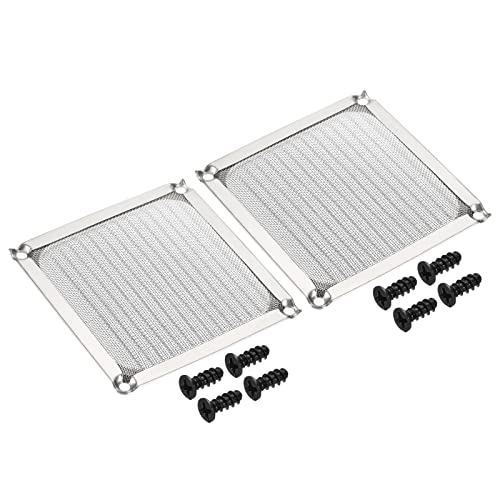 PATIKIL 90mm Fan Filter Grills with Screws, 2 Pack Aluminum Frame Stainless Steel Mesh Dustproof Cover for Computer Case Silver