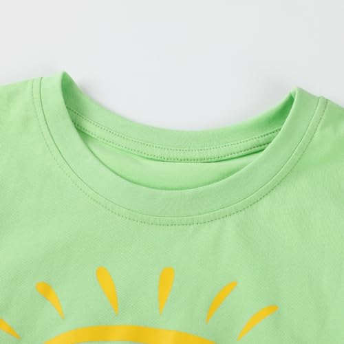 Image of HILEELANG Girl T-Shirts Short Sleeve Graphic Tees Cotton Casual Summer Tops Shirts Packs