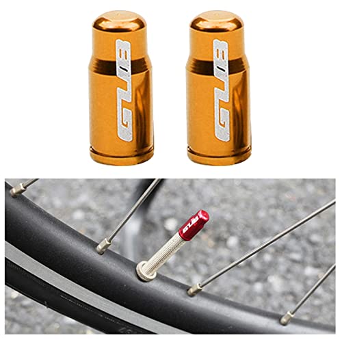 Par de Tapas de Válvula para Neumáticos de Bicicleta de Aleación de Aluminio para Válvula Presta Francesa/Schrader Americana Ultraligero para Bicicleta de Montaña y Ruta FV Dorado miniatura 3