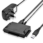 AGPTEK USB 3.0 to IDE/SATA Converter, Hard Drive Adapter with Power Switch for 2.5"/3.5" SATA/IDE SSD Hard Drive Disks & 5.25" CD/DVD Drives, Support 2TB, Include 12V 2A Power Adapter & USB 3.0 Cable