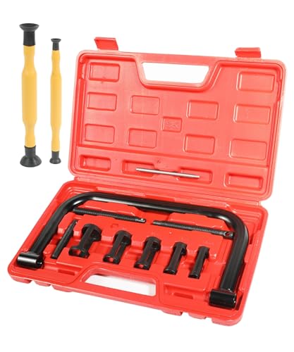 QZQUFJ 12 Piezas Pasta Esmerilar Valvulas Compresor Muelles Amortiguador, Portátil Compresor de Muelles Amortiguador Traje, para Moto Coche Van Kit de Instalación de Extracción