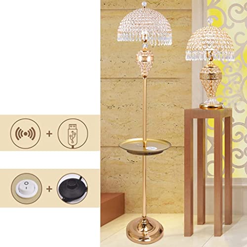 Lampadaire LED avec étagères et ports USB lampe de lecture en verre