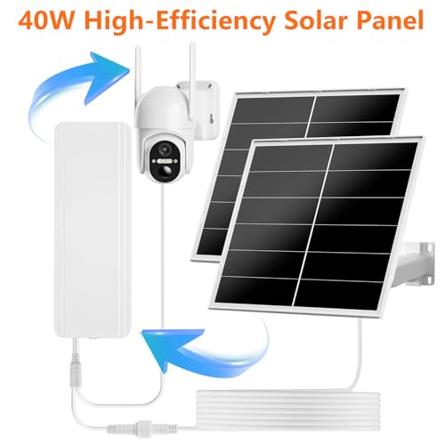 Image of Zivif 40W Solar Charger Kit with 24000mAh for Security and Trail Camera | Solar panel for security camera 5V /12V adjustable output, USB-C & DC port, IP66 weatherproof, 360 adjustable bracket