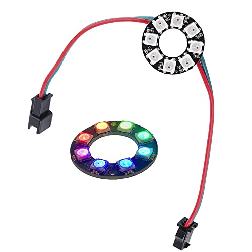 8 anillos LED RGB 8 x WS2812 5050 a todo color con controladores integrados de 8 puntas para Arduino Raspberry Pi ESP8266 Nodemcu DC5V