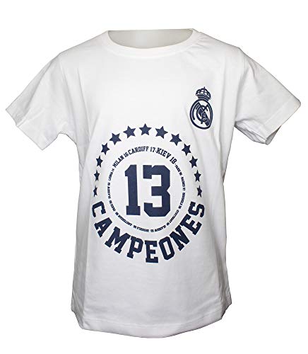 Camiseta Infantil Conmemorativa Real Madrid Kiev 2018-13 Champions - Blanca (10 años)