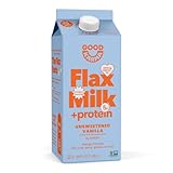 Good Karma Unsweetened Vanilla Flaxmilk +Protein, 64 Ounce, 5g Plant Protein + 1200mg Omega-3 Per Serving, Plant-Based Non-Dairy Milk Alternative, Lactose Free, Nut Free, Vegan