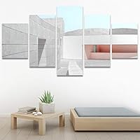 SIGNWIN 5 Panel Canvas Wall Art Architecture & Maps Closeup Cool Industrial Multicolor Patterns for Home Decorations Ready to Hang - 60