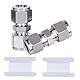 2 Stück 10mm OD x 10mm OD Edelstahl-Kompressionsrohr Verbindungsstück, 304 Edelstahl-Klemmverschraubung mit 2 Rohstoffgürtel, Hochbelastbare Kompressionsrohradapter