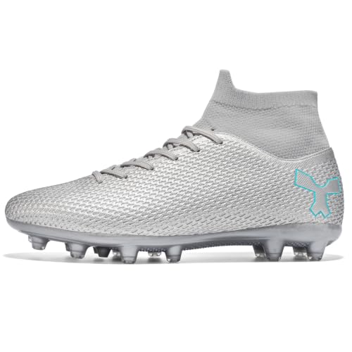 Image of Men's Soccer Cleats Football Shoes for Indoor Outdoor Training White