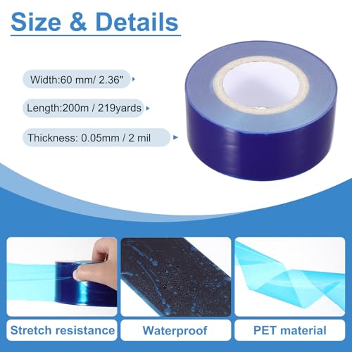 Image of PATIKIL Removable Protective Film Tape, 2.4 Inch x 656 ft PE Surface Protective Scratch Film Tape Roll for Furniture Electrical Appliances Plastic Hardware Medium Stickiness, Blue