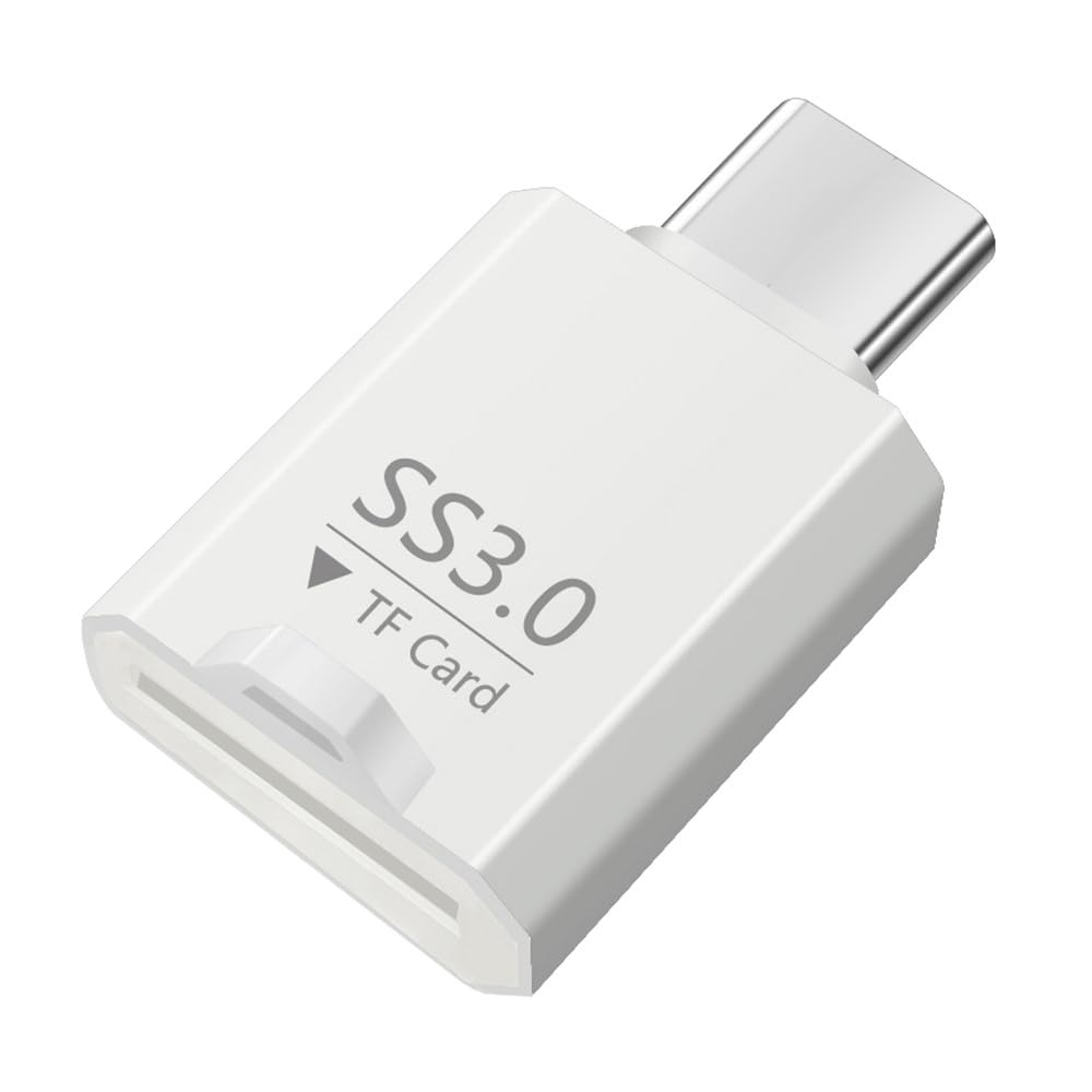 usb-c tf card reader mini type-c to microsd high speed 3.0 adapter for windows/macos/linux/android/ios - white