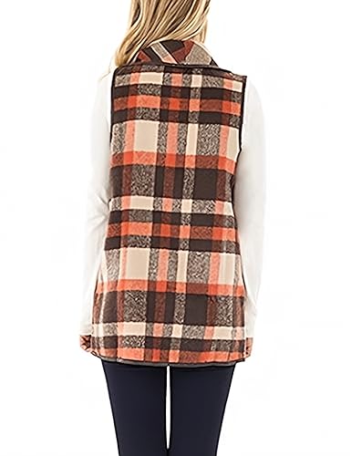 Unidear Womens Buffalo Plaid Vest Casual Lapel Open Front Sleeveless Cardigan Jacket Coat with Pockets4