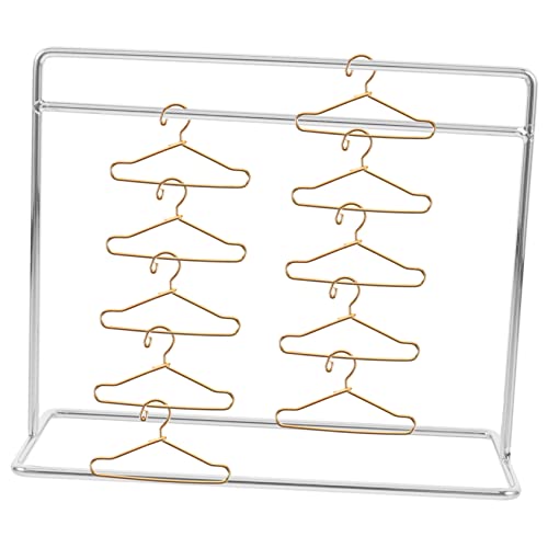 SUPVOX Decorative Mini Hangers Set for Dolls Iron Dress Rack Doll Storage Rack