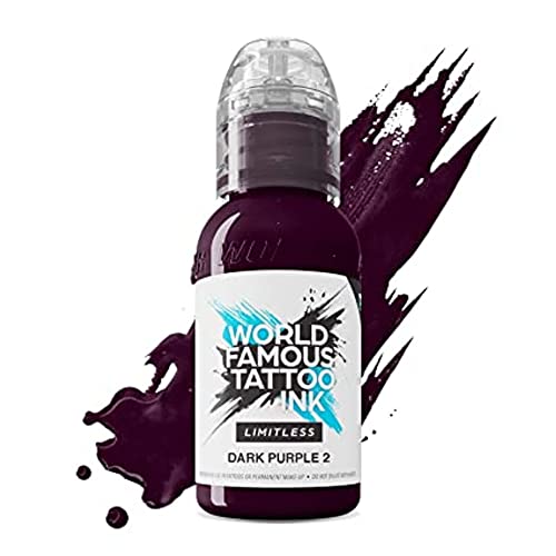 World Famous Tattoo Ink Limitless - Dark Purple 2 - Professional Tattoo Ink & Tattoo Supplies - Skin-Safe Permanent Tattooing in Bold Shades - Vegan & Non-Toxic (1 oz)