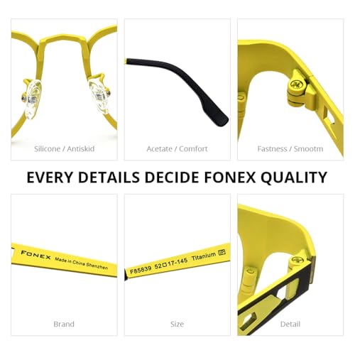 Image of FONEX Pure Titanium Glasses Frame Men Square Magnet Clip On Eyeglasses with Polarized Lens