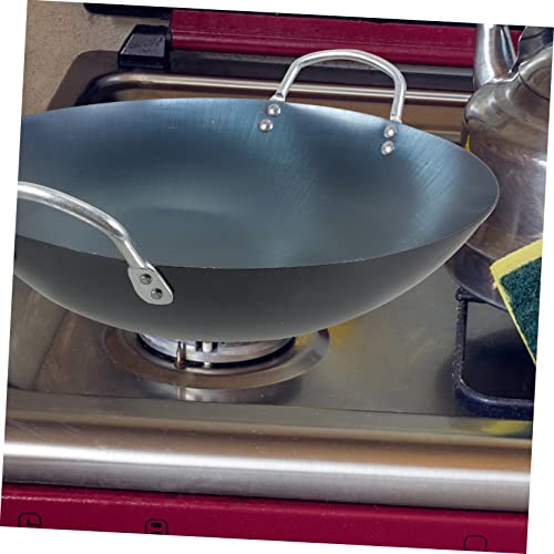 Wok tradicional chino de hierro con doble asa y diseño ergonómico miniatura 6