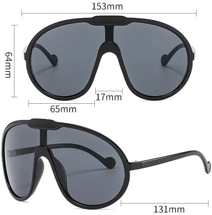 Oversized One Piece Aviator Sunglasses For Women Fashion Men Wrap Around UV400 Shield Goggles - Image 5
