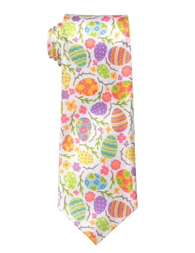 Alizeal Mens Colorful Easter Egg Necktie for Sunday Church and Spring Celebration Easter Egg-2