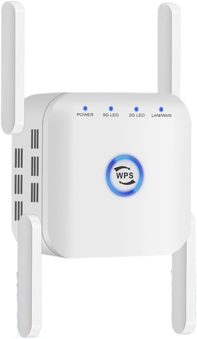 Wireless Signal Booster, WiFi Extender Repeater 1200Mbps Long Range 5Ghz High Coverage for Home White