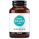 Viridian - Vitamin D3 & K2 – 90 Capsules | Plant-Sourced Vegan D3 from Lichen & Vegan K2 from Natto Cultures | Supports Normal Bones, Teeth, Muscle Function & Immunity | 100% Active Ingredients