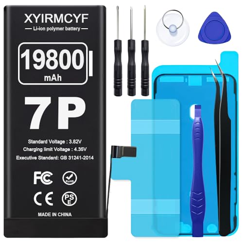 XYIRMCYF 19800mAh Super Capacity Battery Compatible with iPhone 7 Plus 0 Cycle Li-Polymer Replacement Battery for iPhone 7 Plus with Professional Repair Tool Kit