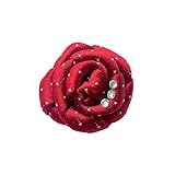 [ディー・プラス・アーツ] タックピン ラペルピン ブローチ ブートニエール 花 ローズ バラ シルク製 京都 西陣織 メンズ レディース 日本製 (ドット柄レッド)