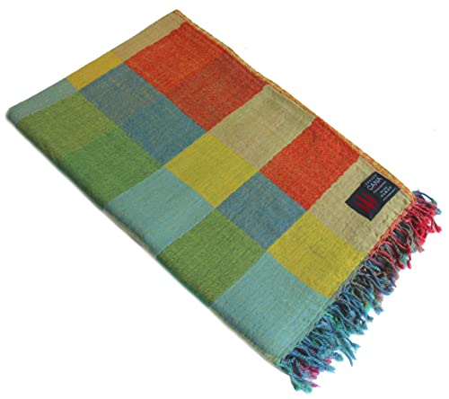 Lorenzo Cana Karierte Wolldecke Decke aus 100% Wolle flauschig weiche Merinowolle Wohndecke bunt Mehrfarbig Couchdecke Kuscheldecke Überwurf Plaid 96314