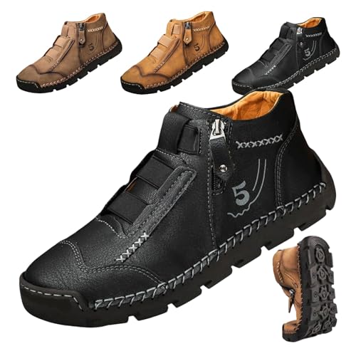 Matufit Men's Waterproof Non-Slip Orthopedic Shoes, Fashionable Side Zip Slip-On Flats for Comfort and Support, Perfect for Everyday Wear