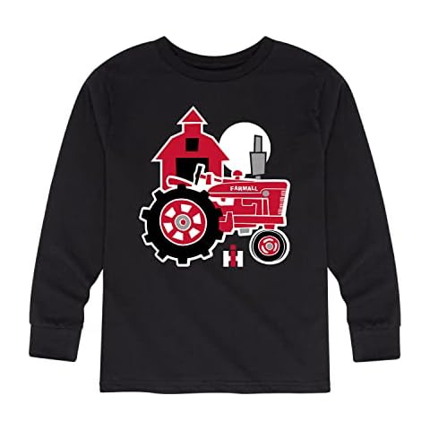 Country Casuals Farmall - Tractor and Barn - Toddler Long Sleeve Graphic T-Shirt - Size 5T Black Cover