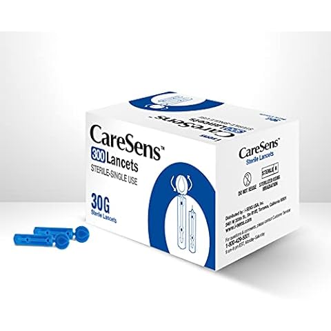 CareSens Sterile Single Use Ultra Thin 30G Universal Designed Lancets (300 Counts) for Minimizing Skin Discomfort and Pain Cover