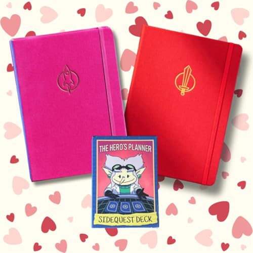 Valentines Day Gift Bundle - Adventure-Ready Undated Journal Set to Explore, Face Challenges & Embark on a Quest – Romantic Journal Notebook w/Card Game, Daily Art, Colorable Pages, & A Quest Map