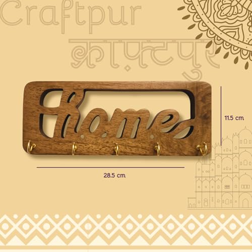 Image of Stylish Wooden Key Holder for Wall | Cute Key Holder for Home Decor | Key Holder Stand with 5 Hooks | Wall Mounted Key Hanger (Home)