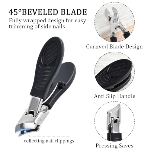 SYEYCW 2 Piezas Cortauñas Profesionales, Afiladas para Uñas Gruesas, Cortauñas de Precisión para Pies, Negros - imagen 4