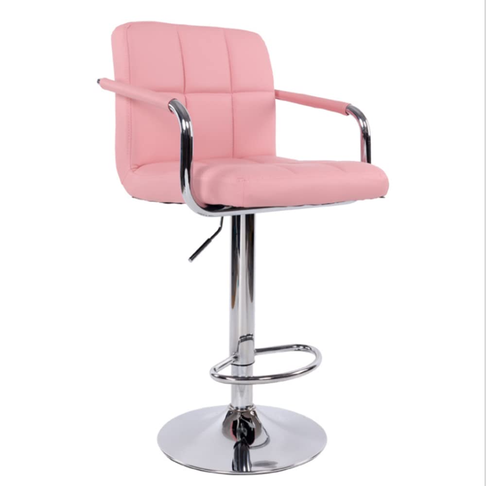 ZEQIANG Barstools Swivel PU Leather Chair Bar Stools with Height Adjustable X-Large Base and Seat (Size:61-81cm,Color:Pink)