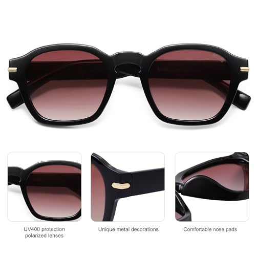 Image of SOJOS Vintage Retro Square Polarized Sunglasses Men Standard Fit Trendy Womens Sun Glasses SJ2382