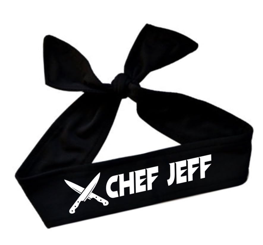 Funny Girl Designs Personalized Chef Tie Back Headband, Moisture Wicking, Custom Name in Variety of Colors (NEON YELLOW HEADBAND)