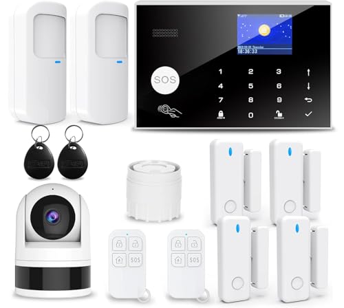 TUGARD Sistema di Sicurezza Domestica 4G, 13 Pezzi Sistema di Allarme Wireless per Telecamera di Sorveglianza 1080p con Sirena di Allarme 120 dB Compatibile con Alexa Google(G30-4G)