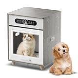 UNICOO® 3-in-1 Automatic Pet Drying Box, Grooming Dryer, Multifunction Ozone Freshener, Pet House, Storage Box, Ultra Quiet 360° Drying, Smart Temp Control, 58L for Cats & Dogs (Maple & Gray)