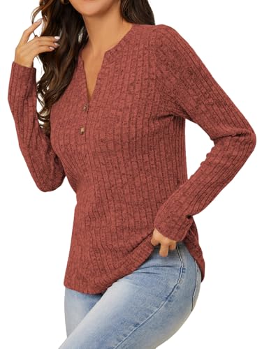 Womens Lightweight Sweaters Button Down Fall Long Sleeve Pullover Shirts Business Casual Tunic Tops4