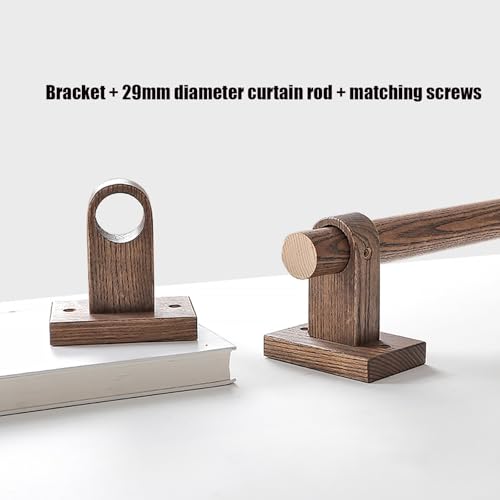 Bastone per tenda in legno color noce, ideale per camera da letto e soggiorno, lunghezza 180 cm, con accessori per tende e staffe
