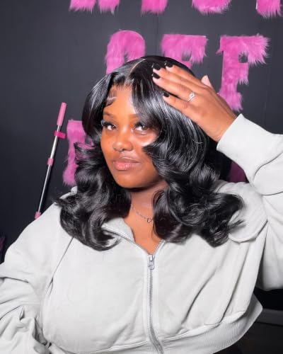Image of 4x4 Lace Front Wigs Human Hair Pre Plucked with Baby Hair 150% Density 18 Inch Body Wave Brazilian Virgin Frontal Human Hair Wigs 4x4 Glueless HD Lace Closure Wig Human Hair for Women