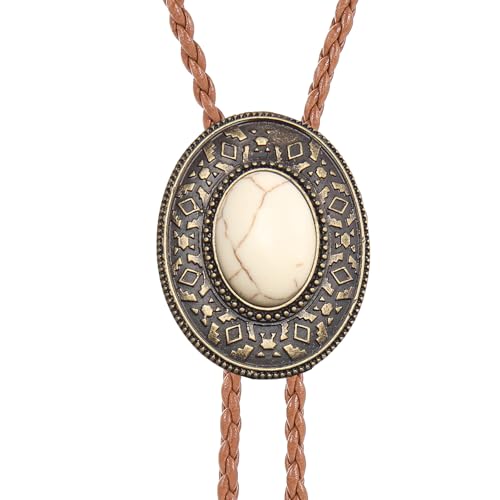 Image of GelConnie Native American Bolo Tie Rodeo Cowboy Leather Necktie Western Necklace Costume Accessories for Men,Women