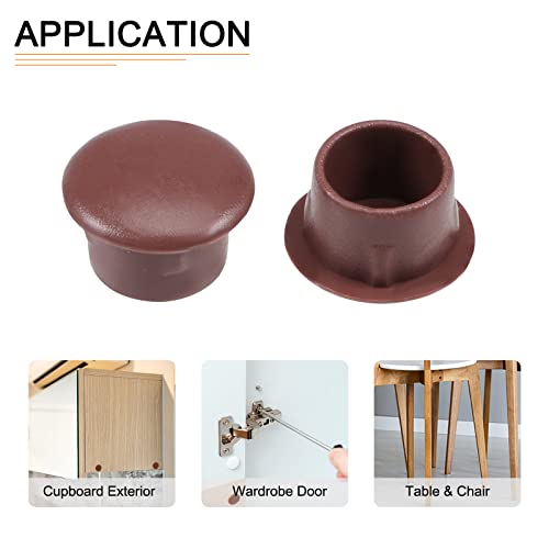 Image of DTGN 10mm x 12.5mm x 8mm(Dia. x Cap Dia. x H) Screw Hole Plugs - 50Pack - Good for Furniture Cupboard Wardrobe - Plastic Fastener Hole Caps - Brown