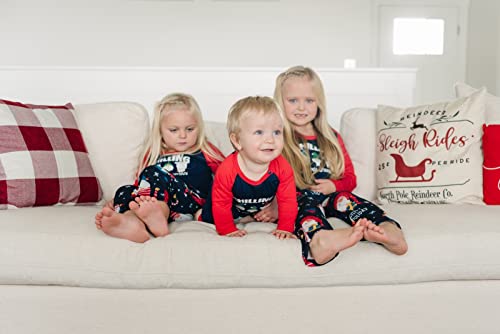 Image of IFFEI Matching Family Pajamas Sets Christmas PJ's with Letter and Plaid Printed Long Sleeve Tee and Bottom Loungewear