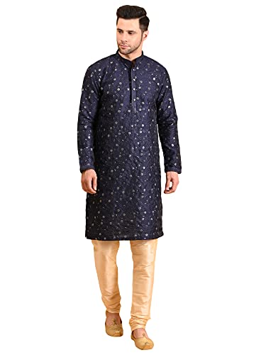 Image of Uri and MacKenzie Embroidery Silk Men's Kurta Pyjama Set