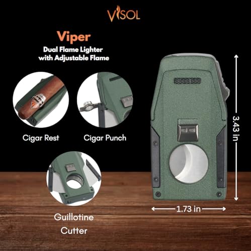 Encendedor Visol Viper Dual Torch Flame Verde miniatura 4