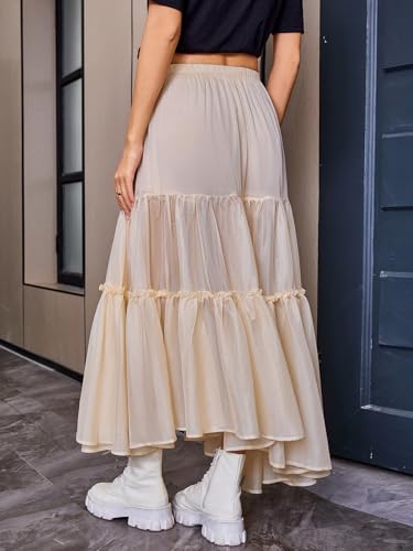 Women's Tiered Sheer Long Skirts High Waist A Line Summer Flowy Skirts2
